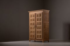 Castillan Oak Armoire, Hand-Carved, Spain, 1950s