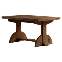 Art Deco Extending Dining Table, Carved Oak, France, 1940s