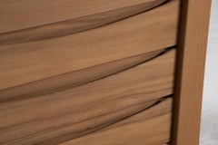 Maison Regain Elm Chest of Drawers with Carved Pulls, France, 1980s