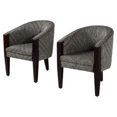 Coppia di poltrone Art Déco a treppiede, gambe rivestite in pelle, Francia, anni ’30