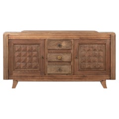 Bleached Art Deco Oak Sideboard, France, 1940s