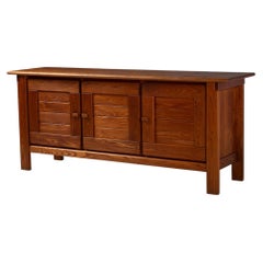 Mid-Century Elm Sideboard with Slatted Doors, France, 1970s