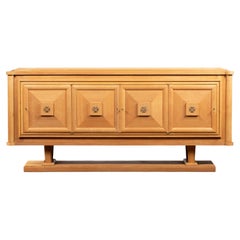 Oak Sideboard by Gaston Poisson with Diamond-Point Doors, France, 1940s