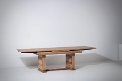 Dudouyt Style Oak Extending Table with Parquet Top, France, 1940s