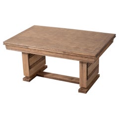 Dudouyt Style Oak Extending Table with Parquet Top, France, 1940s