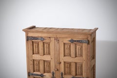 Carved Oak Two-Door Armoire with Wrought Iron Straps, Spain, 1880s