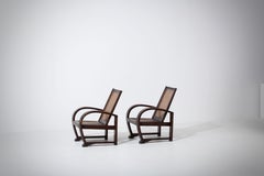 Reconstruction Walnut Armchairs , France, 1940s, Pair