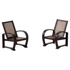 Reconstruction Walnut Armchairs , France, 1940s, Pair