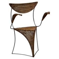 Sillón de mimbre y hierro, Italia, década de 1950