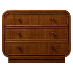 Rattan and Bamboo Chest of Drawers, Italy, 1970s