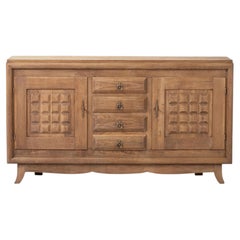Oak Sideboard, Gridded Door Panels, France, 1940s