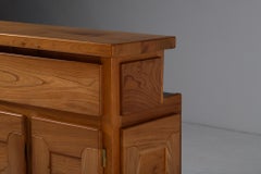 Maison Regain Elm Dry Bar with Raised Counter, France, 1970s