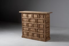 Spanish Carved Walnut Draper's Counter, Castilian Revival, Spain, 1950s