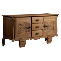 Sculptural Oak Enfilade with Carved Foliate Panels, France, 1940s
