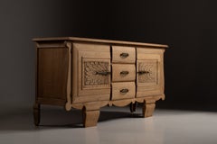 Sculptural Oak Enfilade with Carved Foliate Panels, France, 1940s