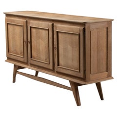 Oak Sideboard with Chevron Parquetry Doors, France, 1950s