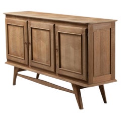 Oak Sideboard with Chevron Parquetry Doors, France, 1950s