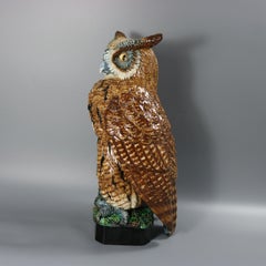 Rare Hugo Lonitz Majolica Eagle-Owl Figure