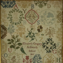 Antique Sampler, 1805, Elizabeth Gregory, Ackworth School