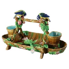 George Jones Majolica Blue Tit Strawberry Server