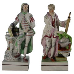 Pair Ralph Wood Staffordshire Pearlware Figures Chaucer & Newton