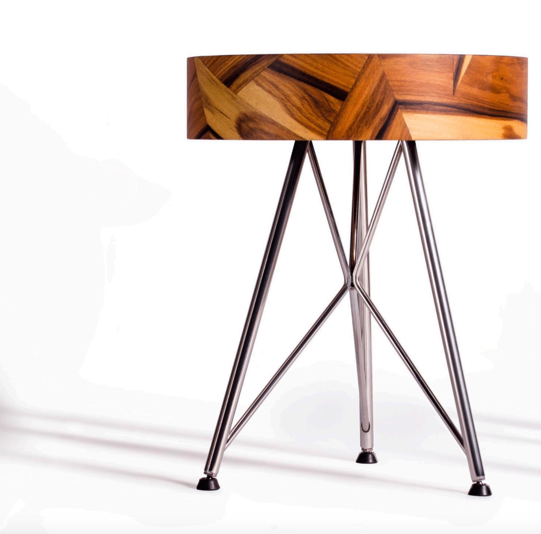 Alma Geometric Contemporary Rosewood Stool or Auxiliary Table 5