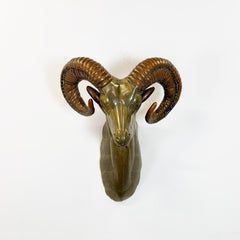 Monumental Ram Head Wall Sculpture in Copper and Bronze