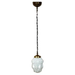 Art Déco Pendant Light · Speckled Glass and Brass