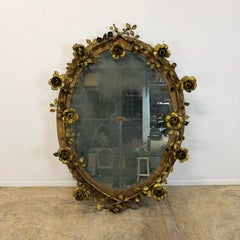 Large Format Oval Mirror · Frame with Sculpted Bronze Roses