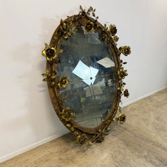 Large Format Oval Mirror · Frame with Sculpted Bronze Roses