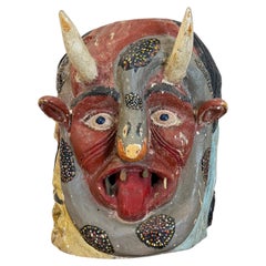 Three-Face Sculpture · Hand-Carved and Polychrome Wood