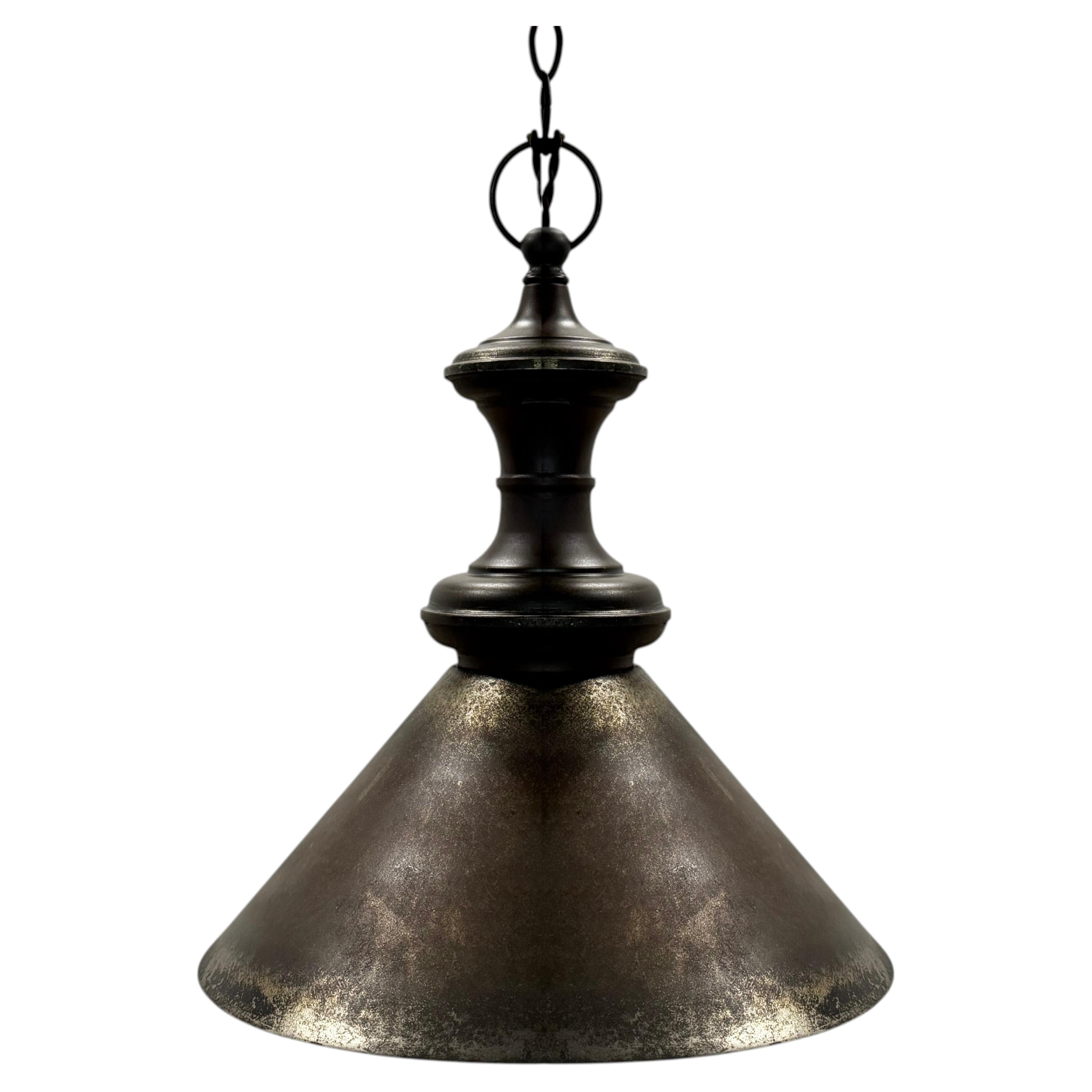 Industrial Railroad Pendant Light · Metal with Original Patina