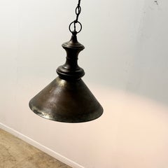 Industrial Railroad Pendant Light · Metal with Original Patina