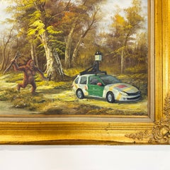 „Street View“ – Öl auf Leinwand, „Vintage-Ölgemälde-Intervention“