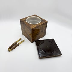 Eiskübel „Cubic“ · Lackiertes Ziegenleder im Stil von Aldo Tura.