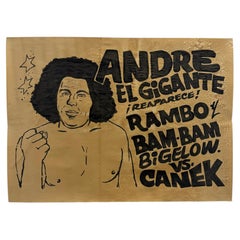 Hand-Drawn Lucha Libre Poster in India Ink on Kraft Paper