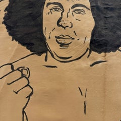 Hand-Drawn Lucha Libre Poster in India Ink on Kraft Paper