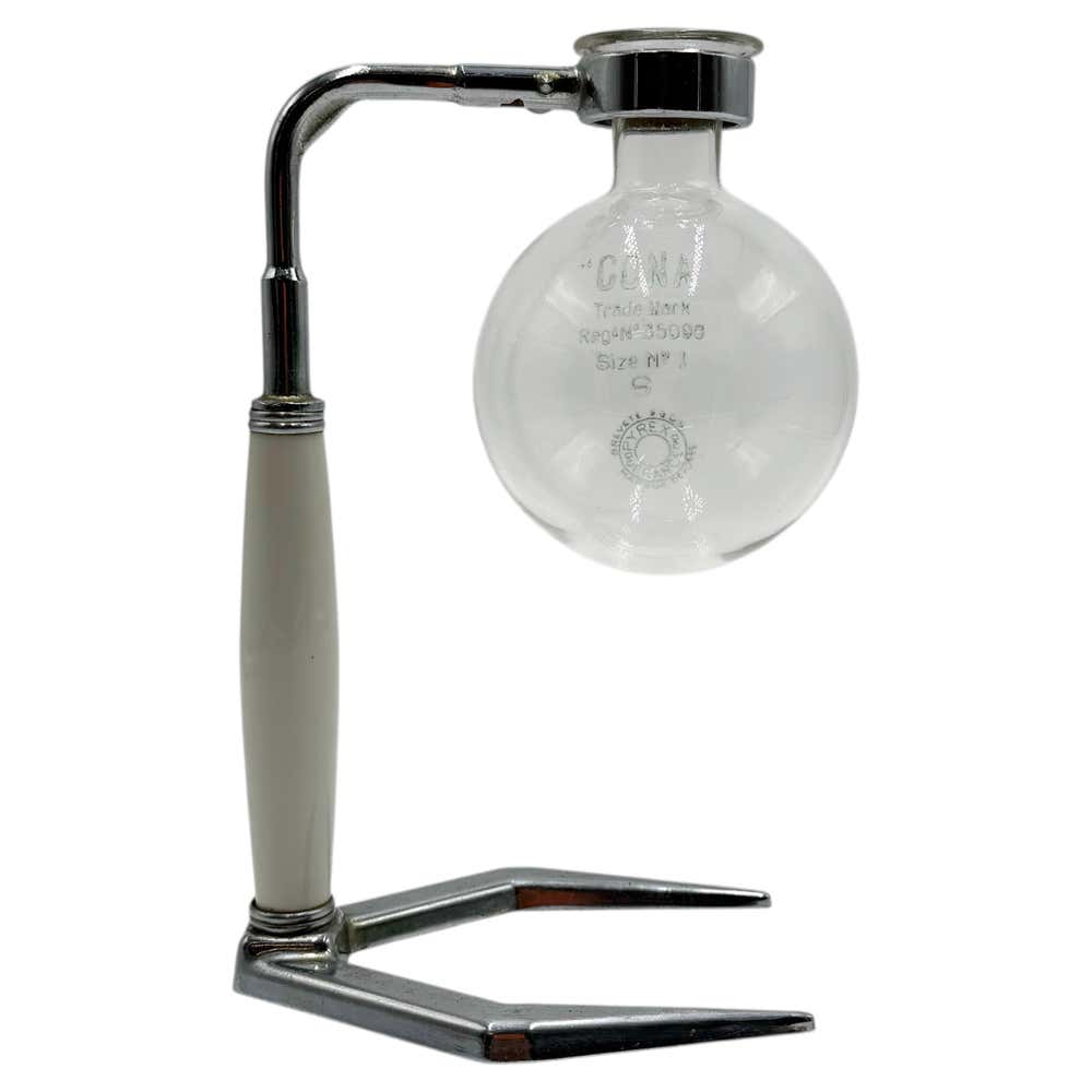 Vintage Laboratory Stand · Pyrex Crystal and Chrome For Sale at 1stDibs