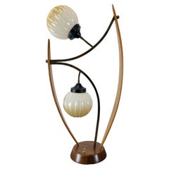Mexican Modernist Table Lamp · Cedar and Bronze · Two Lights
