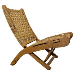 Mexican Folding Lounge Chair · Oak and Handwoven Palm