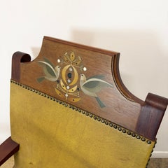Pair of Armchairs · Cedar and Leather with Original Painting by Alejandro Rangel