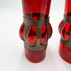 Jarra y dos vasos · Vidrio soplado y bronce · Felipe Delfinger para Feders