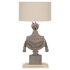 19th Century Swedish Carved Wooden Flambé Lamp