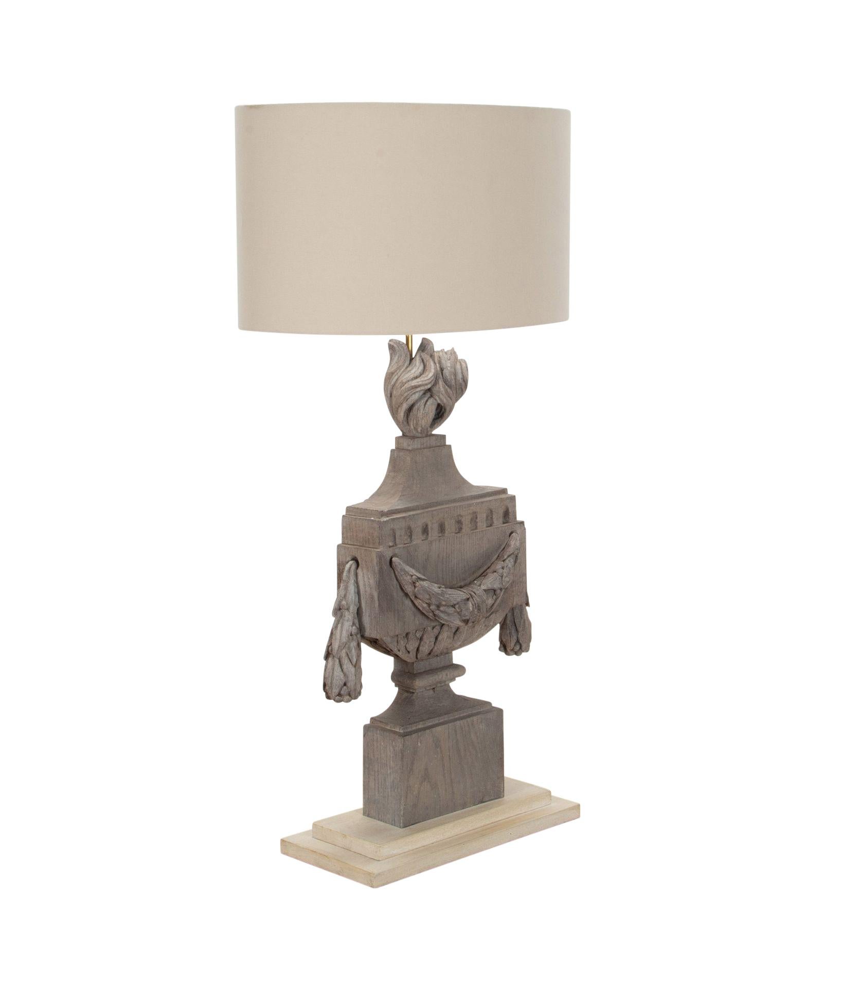 19th Century Swedish Carved Wooden Flambé Lamp In Good Condition For Sale In Tetbury, Gloucestershire