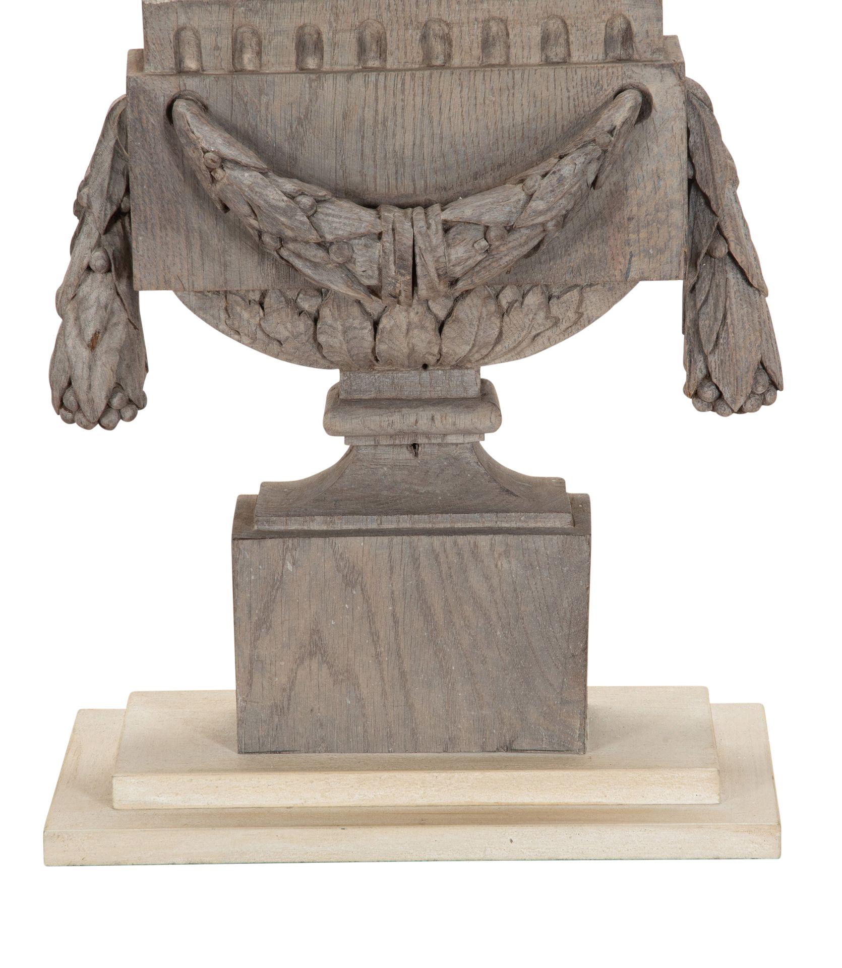 19th Century Swedish carved wooden flambé lamp. 
Made from an architectural fragment on a later base. 
Rewired and pat tested to UK standards.