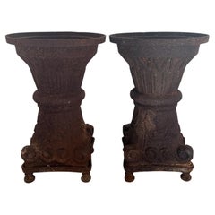 Pair of 19th Century Cast Iron Urns