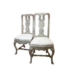 Pair of Late Baroque Swedish Chairs in Original Paint