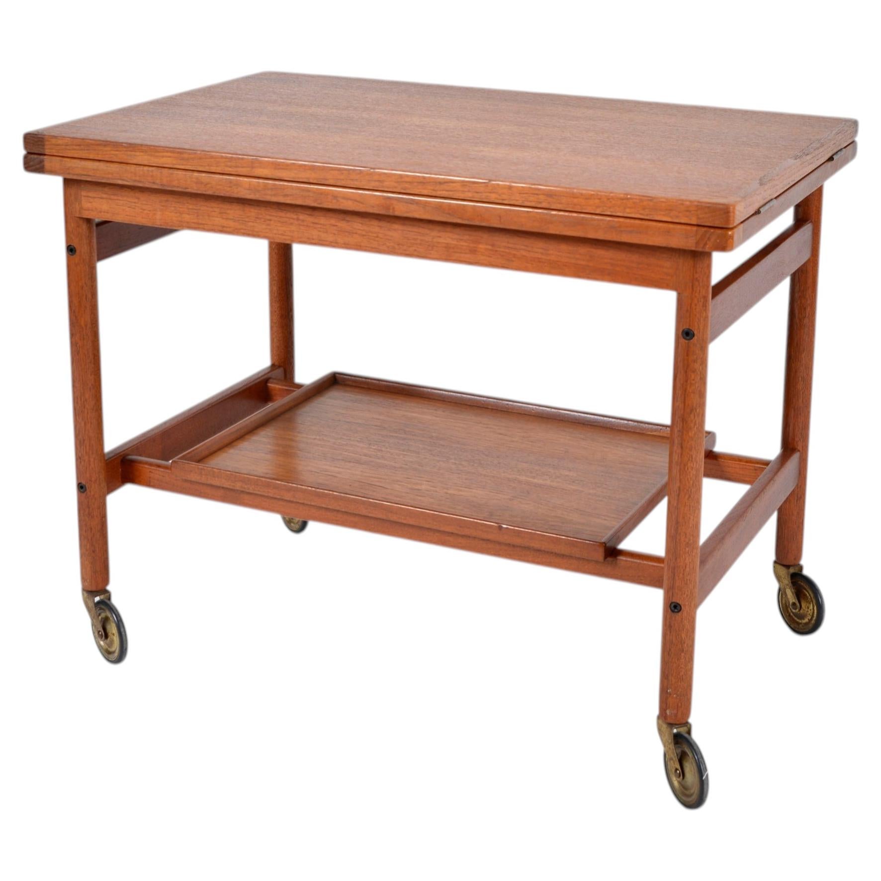Tavolino da servizio allungabile in teak danese di Kurt Østervig, carrello per bevande, anni '60