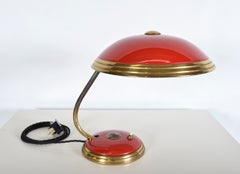 Lampada da tavolo in ottone in stile modernista industriale degli anni ’50 (Mid-Century) di Helo Germany, modello UFO