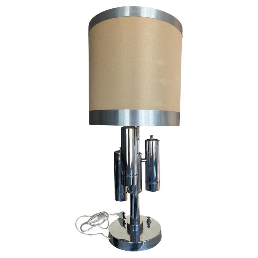 Italian Chromed Table Lamp with Three Cylinders 1970s
